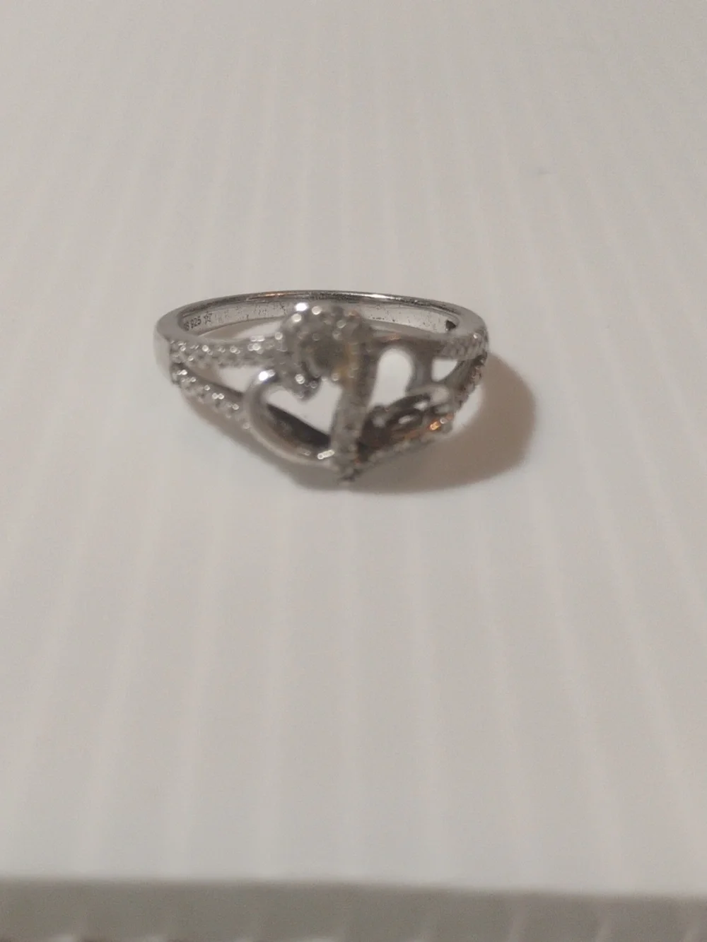 925 Sterling Silver Stamped Double Heart Ring Size 6.75 - Picture 4 of 6